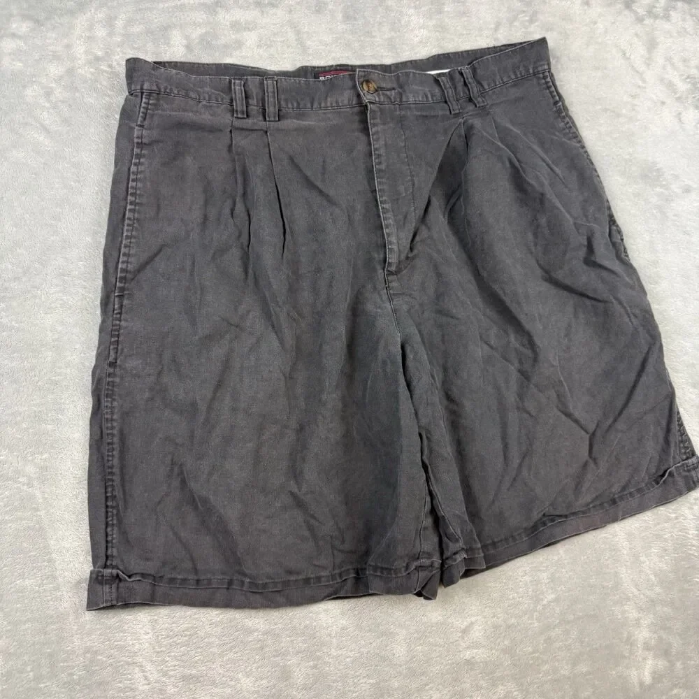 Roundtree & Yorke Linen Cotton Pleated Shorts Gray 36 Casual Summer